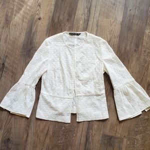 Zara Crop Jacket in White with Flared Cuffs